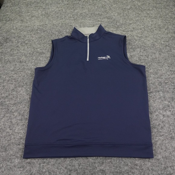 Peter Millar Quarter Zip Vest Mens Extra Large Blue Galway Stretch Loop Terry - Picture 1 of 11